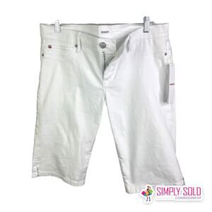 Hudson Women's Sz 32 Viceroy Knee Bermuda Shorts White Cotton Jeans Mid-Rise NWT